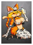 2024 absurd_res animal_print animal_print_bikini anthro armwear big_breasts bikini blep boots bra breasts cleavage clothed clothing cow_print cow_print_bikini cowbell cowboy_hat crimson_(roboticsteve) digital_drawing_(artwork) digital_media_(artwork) domestic_cat elbow_gloves felid feline felis female footwear fur gloves handwear hat headgear headwear hi_res kneeling legwear mammal milk milk_container nipple_outline one_eye_closed orange_body orange_fur panties pattern_bikini pattern_clothing pattern_swimwear pinup pose ring_cats roboticsteve shoes simple_background sitting skimpy solo swimwear tail thigh_highs tongue tongue_out two-piece_swimsuit underwear