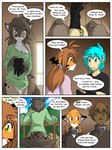 3:4 anthro black_spots blue_eyes blue_hair border bottomless bottomwear brown_hair canid canine canis casual_exposure clothed clothing colored comic conditional_dnp countershading dialogue domestic_cat domestic_dog english_text evals eye_contact felid feline felis female flora_(twokinds) fox fur gloves grey_body grey_fur grey_hair group hair handwear human hybrid kathrin_vaughan keidran looking_at_another male mammal markings mike_(twokinds) orange_body orange_fur pantherine pants partially_clothed pupils red_fox shirt slit_pupils spots stripes tail tail_motion tailwag text tiger tom_fischbach topwear trace_legacy true_fox twokinds white_body white_border white_fur yellow_eyes