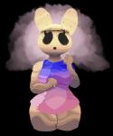 5:6 alpha_channel animal_crossing animate_inanimate anthro black_eyes clothed clothing coco_(animal_crossing) empty_eyes female gyroid hi_res lagomorph leporid mammal nintendo noseless rabbit simple_background solo thebonezonedeluxe