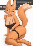 2024 anthro atsuii breasts canid canine clothed clothing conditional_dnp diane_foxington digital_media_(artwork) dreamworks english_text eyebrow_piercing facial_piercing female fox fur hi_res lol_comments looking_at_viewer mammal nipple_outline orange_body orange_fur piercing pinup pose smile solo text the_bad_guys