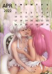 animal_humanoid april_(month) calendar calendar_graphic canid canid_humanoid canine canine_humanoid duo female female/female hi_res humanoid mammal mammal_humanoid pinup pose ranara shinyuu_(character)