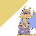 1:1 ambiguous_gender anthro backpack charizard duo generation_1_pokemon holowear_(pokemon) human human_on_anthro interspecies kissing larger_anthro mammal ninja_style_charizard nintendo pokemon pokemon_(species) pokemon_unite restricted_palette simple_background size_difference smaller_human tapirclip volo_(pokemon)