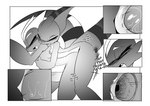 4_panel_comic absurd_res alex_the_dilophosaurus anal anal_penetration anthro anus blush breath butt comic dilophosaurid dilophosaurus dinosaur duo from_behind_position genitals hadrosaurid halftone hi_res internal internal_anal jazzline_the_parasaurolophus male male/male monochrome ornithischian ornithopod panting parasaurolophus penetration penis prehistoric_species reptile scalie screentone sex taboo_tails_(copyright) teeth text theropod tongue tongue_out vein veiny_penis white_crest_(artist)