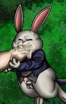 absurd_res anthro big_penis bodily_fluids clothing cum cum_in_mouth cum_inside demoniccat1 dungeon_reset duo fur genital_fluids genitals hi_res huge_penis lagomorph leporid male male/male mammal oral penis rabbit rabbit_(dungeon_reset) suit white_body white_fur