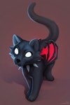 black_body collar empty_eyes felid feline feral hi_res lostgoose mammal simple_background solo spiked_collar spikes wings