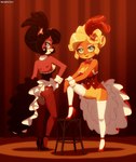 2019 5_fingers activision anthro bandicoot big_breasts black_hair blonde_hair blue_eyes breasts clothed clothing coco_bandicoot crash_bandicoot_(series) digital_media_(artwork) duo evil_coco evil_counterpart female fingers fishnet_clothing fishnet_legwear fishnet_pantyhose footwear fur genitals green_eyes hair hi_res high_heels kempferzero legwear long_hair looking_at_viewer mammal marsupial pantyhose pussy shoes smile thigh_highs third-party_edit universal_studios