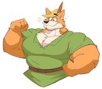 anthro barazoku biceps big_muscles canid canine clothed clothing digital_media_(artwork) disney fox fur headgear male mammal muscular muscular_anthro muscular_male pecs rabbitpatches red_fox robin_hood robin_hood_(disney) simple_background smile solo true_fox