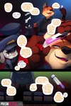 2019 2:3 anthro canid canine clothed clothing comic dialogue disney doxy drugs duo english_text exclamation_point female fox hi_res holding_object judy_hopps laboratory_equipment laboratory_glassware lagomorph leporid male mammal nick_wilde open_mouth police police_hat police_uniform prismblush rabbit red_fox scientific_instrument smile test_tube text true_fox uniform zootopia