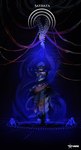 anthro biotech blue_lighting blue_magic body_horror breasts clothing costume equid equine food hi_res magic_user male mammal meat portal solo spines star tyunre