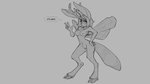 16:9 2020 anthro antlers arthropod bee breasts deer dialogue digital_drawing_(artwork) digital_media_(artwork) english_text female fur genitals grey_background greyscale hair hooves horn hybrid hymenopteran insect insect_wings lagomorph leporid looking_at_viewer mammal mits_(character) monochrome nipples nude procyonid pussy rabbit raccoon simple_background solo text watsup widescreen wings