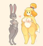 animal_crossing anthro bell big_breasts blonde_hair breast_size_difference breasts buckteeth canid canine canis clasped_hands crossover curvy_figure diders_(artist) digital_media_(artwork) digitigrade disney domestic_dog duo feet female floppy_ears fluffy fur genitals grey_body grey_fur hair hair_bun hand_on_hip heart_symbol hi_res interspecies inverted_nipples isabelle_(animal_crossing) judy_hopps lagomorph leporid long_ears mammal multicolored_body multicolored_fur navel nintendo nipples nude orange_body orange_fur pink_nose pussy rabbit shih_tzu simple_face size_difference slightly_chubby small_breasts smile story story_in_description tail tail_tuft teeth toy_dog tuft voluptuous white_body white_fur wide_hipped_female wide_hips yellow_body yellow_fur zootopia