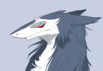 2019 anthro bloodshot_eyes blue_body blue_eyes blue_fur deme digital_media_(artwork) fur male markings red_markings rikk_silirion sergal shaded snout solo