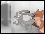 4:3 anal animal_genitalia animal_penis anthro black_nose breasts butt canid canine canine_genitalia canine_penis case comic communal_shower conditional_dnp cunnilingus disney duo erection female fox fur genitals grabbing green_eyes grey_body grey_fur hi_res interspecies judy_hopps knot lagomorph leporid licking looking_back male male/female mammal moan nick_wilde nipples nude open_mouth oral orange_body orange_fur penis pink_nose public purple_eyes rabbit red_fox sex shower small_breasts tongue tongue_out true_fox tuftbox vaginal zootopia zpd