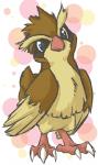 abstract_background ambiguous_gender avian barefoot beak bird blue_eyes brown_body brown_feathers feathered_wings feathers feet feral front_view generation_1_pokemon lotso_(artist) nintendo pidgey pink_body pink_skin pokemon pokemon_(species) solo standing talons tan_body tan_feathers toes wings