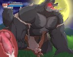 4_fingers abdominal_bulge anal anal_knotting anal_penetration animal_genitalia animal_penis anthro anthro_on_anthro anthro_penetrated anthro_penetrating anthro_penetrating_anthro arm_support bareback biceps big_dom_small_sub black_claws bodily_fluids canid canine canine_genitalia canine_penis canis claws clothing cum cum_inside dominant duo finger_claws fingers fur game_avatar gameplay_mechanics genital_fluids genitals glowing glowing_eyes grey_body grey_fur heart_pair heart_symbol internal japanese_text knot knotting larger_male level_number male male/male male_penetrating mammal muscular muscular_anthro muscular_male mythological_canine mythological_creature mythology nude nullraihigi number open_mouth pecs penetration penis pink_knot pink_penis red_eyes saliva sex size_difference spiral_eyes teeth text tongue torn_clothing translated were werecanid werecanine werewolf wolf