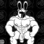 1:1 2022 2d_animation abs angry animated anthro armor artist_logo balls barazoku biceps big_balls big_penis cross-popping_vein flaccid genitals headgear headgear_only helmet helmet_only hi_res humanoid_genitalia humanoid_penis lagomorph leporid logo loop male mammal manly motion_tweening muscular muscular_anthro muscular_male nipples nude pattern_background pecs penis rabbit rg01_(undertale) short_playtime simple_background solo undertale undertale_(series) ursa-m1nor vein veiny_penis