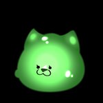 1:1 :3 beady_eyes black_background black_eyes eyelashes female full-length_portrait glistening glistening_body goo_creature green_body green_goo green_nose happy humor low_res mayumibeans portrait prick_ears shaded simple_background slime soft_shading solo sphere_creature thumbnail triangle_nose