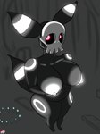 3:4 anthro areola big_breasts bone breasts candle cemetery creepy dark_body drow462 duskull eeveelution female fusion generation_2_pokemon generation_3_pokemon genitals glowing glowing_areola glowing_breasts glowing_eyes glowing_markings glowing_nipples grave hi_res high-angle_view looking_at_viewer markings misty_(glitchy519) night nintendo nipples nude nude_anthro nude_female plant pokemon pokemon_(species) pokemon_fusion pussy red_eyes skull skull_head solo tail tombstone tree umbreon