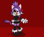 amber_eyes anthro black_clothing blaze_the_cat blush breasts clothed clothing collar domestic_cat felid feline felis female fur gloves gold_(metal) gold_collar hair handwear heart_symbol jewelry mammal metal_collar pupils purple_body purple_hair red_background sega simple_background slit_pupils solo sonic_the_hedgehog_(series) tail unknown_artist white_clothing white_gloves white_handwear yellow_eyes