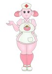 2020 4_fingers anthro apron big_breasts breasts chansey clothing egg female fingers footwear generation_1_pokemon grey_eyes hat headgear headwear hi_res nintendo nurse_clothing nurse_hat nurse_headwear nurse_uniform pink_body pink_clothing pockets pokeball pokemon pokemon_(species) safari_ball shoes simple_background smile socks solo uniform urusee584 white_apron white_background white_clothing white_footwear white_hat white_headwear white_shoes