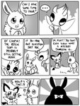 2019 3:4 7_panel_comic ambiguous_gender antennae_(anatomy) black_and_white black_eyes black_nose black_tail black_text bow_ribbon celebi celebi_(yapc) cheek_spots cloud comic dialogue digital_media_(artwork) eevee ellipsis english_text exclamation_point eyebrows eyes_closed feral flavia-elric floating fur generation_1_pokemon generation_2_pokemon grass group hands_together legendary_pokemon looking_at_another lux_(yapc) monochrome motion_lines neck_tuft neil_(yapc) nintendo open_mouth open_smile outside paws pichu plant pokemon pokemon_(species) pokemon_mystery_dungeon pupils quadruped question_mark sentret sharp_teeth sky smile speech_bubble spike_chunsoft standing tail talking_to_another teeth text tongue tuft white_sclera wings