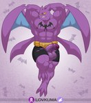 2021 3_toes 4_wings abs anthro anthrofied balls bat batman batman_(series) belt biceps big_balls biped bottomwear clothing crobat crotchless_bottomwear crotchless_clothing dc_comics feet flaccid flexing foreskin fur generation_1_pokemon generation_2_pokemon genitals glans hi_res humanoid humanoid_genitalia humanoid_penis large_wings lovkuma male mammal membrane_(anatomy) membranous_wings multi_wing muscular muscular_anthro muscular_male nintendo nipples paint paint_on_self partially_retracted_foreskin pecs penis pinup plantigrade pokemon pokemon_(species) pokemorph pose purple_body purple_fur short_penis shorts signature skull_and_crossbones solo text thick_penis toes triceps utility_belt winged_humanoid wings yellow_sclera zubat