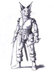 0laffson 2024 anthro armor belt belt_buckle belt_pouch biped boots bottomwear buckle cheek_tuft clothed clothing dagger ear_piercing ear_ring ear_tuft facial_tuft felid feline female fingers footwear frown fur graphite_(artwork) hi_res holding_dagger holding_melee_weapon holding_object holding_sword holding_weapon inner_ear_fluff looking_aside lynx mammal melee_weapon monochrome narrowed_eyes niki_(shamerli) pants piercing plantigrade ring_piercing scabbard shadow shoes signature simple_background solo standing straps striped_body striped_fur stripes sword topwear traditional_media_(artwork) tuft vambrace vest weapon whiskers white_background