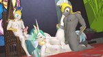 16:9 3d_(artwork) animal_genitalia animal_penis anthro anthro_on_anthro anthrofied armor chair digital_media_(artwork) equid equine equine_genitalia equine_penis female female_anthro female_penetrated friendship_is_magic furniture genitals group hasbro headgear helmet hi_res horn male male/female male_penetrating male_penetrating_female mammal masturbation my_little_pony mythological_creature mythological_equine mythology nipples penetration penile penile_masturbation penis princess_celestia_(mlp) royal_guard_(mlp) sex sitting throne toni_scampers trio unicorn voyeur white_body widescreen