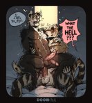 Rating: e
ID: 5605423
Date: 2025-05-28 20:18:26 -0400
Status: pending
Score: 14
anal anal_penetration anthro barazoku bite biting_another bodily_fluids canid canine canis caught_in_the_act dasyuromorph domestic_dog doomchik dripping duo embarrassed genital_fluids hi_res male male/male mammal marsupial on_top penetration precum precum_drip recently_extinct_species savio_(oppressedopossum) spread_legs spreading surprise thylacine post #5605423