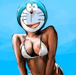 2016 album_cover animal_humanoid aphex_twin blue_background blue_body blue_fur bra breasts cat_humanoid cleavage clothed clothing cover domestic_cat doraemon doraemon_(character) eyes_closed felid felid_humanoid feline feline_humanoid felis female front_view fur humanoid hybrid machine mammal mammal_humanoid mt_tg navel open_mouth red_nose robot shaded simple_background solo standing tongue underwear whiskers white_body white_fur windowlicker_(album)