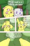 2014 alternate_color cleft_tail comic duo english_text fan_character female feral fur generation_1_pokemon hi_res lagomorph lantha leporid lying mammal milachu milachu92 nintendo pikachu pink_eyes pokemon pokemon_(species) pokemon_speak purple_eyes rabbit rodent tail text white_body white_fur yellow_body yellow_fur