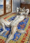 Rating: q
ID: 4838341
Date: 2024-06-08 15:18:50 -0400
Status: active
Score: 83
2024 abs anthro athletic athletic_male black_nose book canid canine canis cheek_tuft creeps crotch_tuft detailed_background facial_tuft featureless_crotch fur grey_body grey_fur hands_behind_head inner_ear_fluff inside looking_at_viewer lying male mammal navel nipples nude on_back on_ground painting_(artwork) pink_nipples realistic realistic_anatomy realistic_anthro realistic_fur realistic_lighting realistic_shading rug solo traditional_media_(artwork) tuft watercolor_(artwork) white_body white_fur wolf post #4838341
