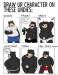 anthro bear black_body black_clothing black_fur black_nose black_text black_thong black_underwear blue_boxers blue_clothing blue_underwear boxers_(clothing) briefs briefs_only butt censor_bar clothed clothing dialog_balloon dom_(foxmanad) drawstring eyewear foxmanad fur half-closed_eyes heart_symbol hi_res jockstrap male mammal narrowed_eyes navel pantsless pantsless_anthro pantsless_male red_clothing red_speedo red_swimwear refusal seductive shirt simple_background smile solo speedo speedo_only striped_boxers sunglasses swimwear t-shirt text thong thong_only tighty_whities topless topwear underwear underwear_only white_background white_boxers white_briefs white_clothing white_jockstrap white_shirt white_t-shirt white_topwear white_underwear