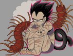 ambiguous_gender arm_scar arthropod blood bodily_fluids centipede dragon_ball duo feral humanoid male myriapod nosebleed saiyan scar scars_all_over shonencore sweat tail tailed_humanoid