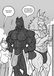 abs anthro arachnid arthropod brother_(lore) brothers_(lore) bulge comic dialogue english_text fur greyscale group hi_res incest_(lore) insect larger_male lepidopteran liliac_weaver_(entitropy) male male_focus monochrome moth multi_eye muscular muscular_male navel nipples pecs rosiel_weaver_(entitropy) sibling_(lore) size_difference soendapuss speech_bubble spider text trio