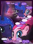 3:4 bisexual blue_body comic crossgender cunnilingus dialogue english_text equid equine female female/female feral friendship_is_magic genitals group group_sex hasbro hi_res male male/female mammal mtf_crossgender my_little_pony oral pinkie_pie_(mlp) princess_luna_(mlp) pussy sex speech_bubble syoee_b text threesome trio twilight_sparkle_(mlp) vaginal