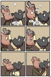 2:3 anthro base_three_layout black_nose cervine clothing comic deer dialogue english_text female furniture grid_layout hi_res justin_(study_partners) kissing male male/female mammal ratih_(study_partners) red_deer regular_grid_layout rhinoceros six_frame_grid six_frame_image sofa study_partners sumatran_rhinoceros text three_row_layout thunderouserections young young_anthro