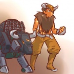 1:1 alternate_species bottomwear brown_hair clothing cosplay dibison duo generation_1_pokemon hair hitec human humanized male mammal nintendo pants pokemon pokemon_(species) short_hair tauros zoid zoids