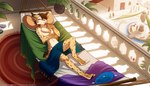 2023 5_fingers 7:4 adobe_photoshop_(artwork) ambiguous_gender anthro arm_on_stomach arm_tuft balcony bare_arms bare_butt bare_legs bare_shoulders bare_thighs bedroom_eyes bent_leg black_pawpads blep blue_eyes blue_towel brown_body brown_fur brown_hair building butt cast_shadow cheek_tuft chest_tuft clawed_fingers claws clothed clothing collarbone colored conditional_dnp convenient_censorship covering covering_crotch crotch_lines curtains detailed_background digital_media_(artwork) digitigrade dimple doorway drapery ear_tuft english_text extended_arm extended_leg eyebrow_through_hair eyebrows facial_tuft feet felid feline femboy fingers floating_rocks fluffy fluffy_tail footwear fur glistening glistening_eyes green_leaves group hair hair_over_eye half-closed_eyes hammock hi_res house inner_ear_fluff keidran leaf leg_stretch leg_tuft looking_at_viewer lying lynx lynx_prince_(twokinds) male male_anthro mammal markings morning multicolored_body multicolored_fur narrowed_eyes navel nude nude_anthro nude_male on_back on_hammock one_eye_closed one_eye_obstructed open_mouth outside palm_tree pawpads paws pillow plant plant_pot pose potted_plant prince pupils raised_arms raised_eyebrows red_curtains red_rug royalty sandals seductive shaded shadow shoes short_hair short_tail shoulder_tuft side_butt slim_anthro slim_male smile soft_abs solo_focus spots spotted_arms spotted_body spotted_cheeks spotted_ears spotted_fur spotted_hands sunny tail tan_body tan_fur text toe_claws toes tom_fischbach tongue tongue_out towel towel_only translucent translucent_hair tree tuft twokinds urban v-cut ventral_groove wide_hips window