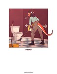 anthro bathroom cleaning cleaning_tool clothing comic digital_media_(artwork) dragon ear_piercing ear_ring end_page eyewear glasses glopossum gloves handwear hi_res humming hybrid lizard mopping musical_note musical_symbol mythological_creature mythological_scalie mythology nonbinary_(lore) piercing red_(glopossum) reptile ring_piercing scalie singing solo symbol toilet trans_(lore)