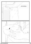 anthro bear beastars brown_bear canid canine canis comic duo english_text hi_res legoshi_(beastars) male male/male mammal monochrome riz_(beastars) sleeping terrethemageslayer text under_covers ursine wolf