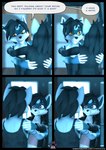 3d_(artwork) anthro armpit_hair black_hair blue_body blue_fur body_hair bottomwear brother_(lore) brother_and_sister_(lore) clothed clothing comic denim denim_bottomwear denim_clothing dialogue digital_media_(artwork) duo english_text eyes_closed felix_(striped_sins) female fur hair hand_on_butt hand_on_shoulder happy hi_res jacket jeans joyful leather leather_clothing leather_jacket leather_topwear lift_up male mammal markings open_clothing open_jacket open_topwear orange_eyes pants procyonid purple_eyes raccoon ryder_(striped_sins) shirt sibling_(lore) sister_(lore) smile smiling_at_another smiling_at_partner speech_bubble striped_markings striped_sins striped_tail stripes t-shirt tail tail_markings tank_top text topwear willitfit