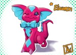 ambiguous_gender anthro bandai_namco blue_eyes bow_tie claws digimon digimon_(species) elizamon frill_(anatomy) hi_res one_eye_closed pink_body pink_scales scales scalie smile solo wink xabimaruru