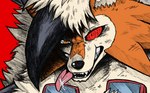 2024 absurd_res ambiguous_gender anthro bared_teeth black_nose bodily_fluids bust_portrait constricted_pupils dusk_lycanroc front_view fur generation_7_pokemon hair hi_res icon jwbash kyoto_rex looking_at_viewer lycanroc male male_anthro mane nintendo pokemon pokemon_(species) portrait pupils red_background red_sclera saliva simple_background small_pupils snarling snout solo tongue tongue_out white_body white_fur white_hair yellow_eyes