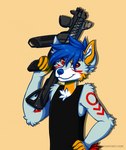 Rating: s
ID: 2707689
Date: 2021-04-21 20:08:58 -0400
Status: active
Score: 9
anonymous_artist anthro arctic_wolf black_clothing black_shirt black_tank_top black_topwear blue_hair canid canine canis carrying_another chest_tuft clothing falcon_woodwere gun hair hand_on_hip looking_at_viewer male mammal on_shoulder ranged_weapon shirt smile smirk solo tank_top titanfall_2 topwear tuft weapon wolf post #2707689
