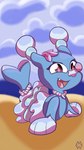 9:16 brionne cristalyzed digital_media_(artwork) female feral generation_7_pokemon hi_res nintendo pokemon pokemon_(species) simple_background smile solo tail young