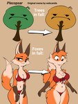 absurd_res anthro bikini breasts canid canine cleavage clothed clothing digital_drawing_(artwork) digital_media_(artwork) female fluffy fox fur hi_res humor mammal meme panties pinup plant plecopsar pose solo swimwear tree two-piece_swimsuit underwear winter_pelt