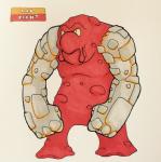 2017 angry anthro anthrofied belly biped elemental_creature english_text featureless_crotch featureless_feet feet firefightdex fist front_view frown full-length_portrait gastropod generation_2_pokemon goo_creature grey_body hi_res humanoid_hands lava lava_creature looking_up magcargo male marco_fanjul marker_(artwork) mineral_fauna mixed_media mollusk multicolored_body musclegut muscular muscular_anthro muscular_male nintendo no_sclera nude overweight overweight_anthro overweight_male pecs pen_(artwork) pokemon pokemon_(species) pokemorph portrait pupils red_body rock shadow simple_background small_pupils solo standing text toony traditional_media_(artwork) two_tone_body white_background yellow_eyes