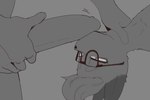 animal_crossing anthro biped domestic_cat duo erection eyewear felid feline felis fur genitals glasses hi_res male mammal monochrome nintendo penis raymond_(animal_crossing) sincastermon throat_grab upside_down