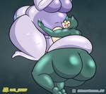 al_gx anthro belly belly_grab big_breasts big_butt breasts butt butt_focus comic duo female female/female generation_1_pokemon generation_6_pokemon genitals goo_creature goodra green_body hi_res huge_breasts huge_butt letty_(greatcaesar) mature_female nintendo opal_(al_gx) overweight overweight_female pokemon pokemon_(species) purple_body pussy rear_view seductive sleeping slightly_chubby slightly_chubby_female snorlax squish tail text